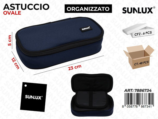 ASTUCCIO OVALE ORG. BLU SCU. 23*5*12CM /PZ DA 6**