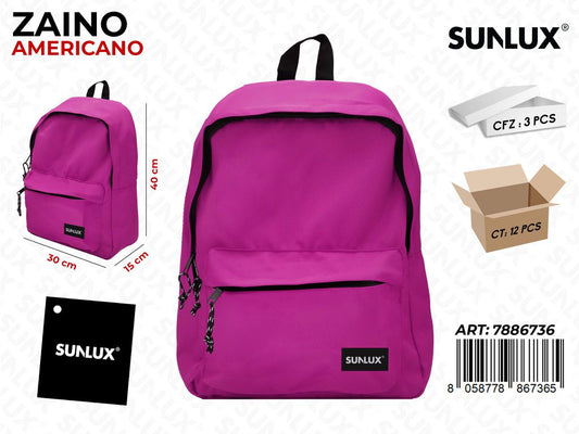 ZAINO AMERICANO FUCSIA 30*40*15CM /PZ DA 3**