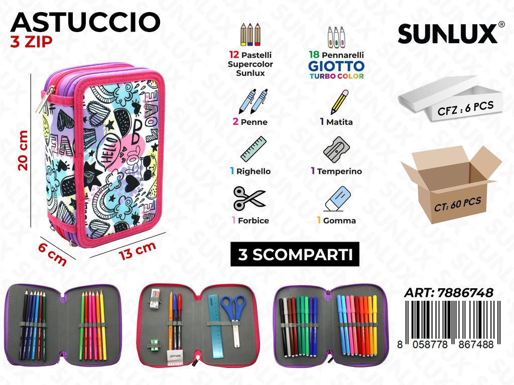 ASTUCCIO 3ZIP FUMETTO C/GIOTTO 13*20*6CM