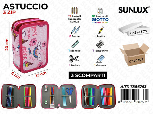 ASTUCCIO 3ZIP FANTASY C/GIOTTO 13*20*6CM