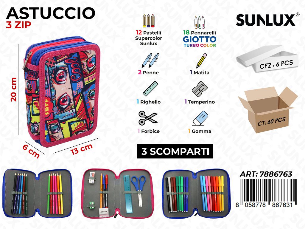 ASTUCCIO 3ZIP COOL C/GIOTTO 13*20*6CM