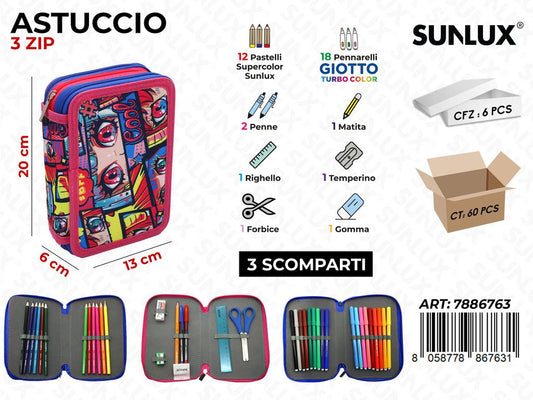 ASTUCCIO 3ZIP COOL C/GIOTTO 13*20*6CM