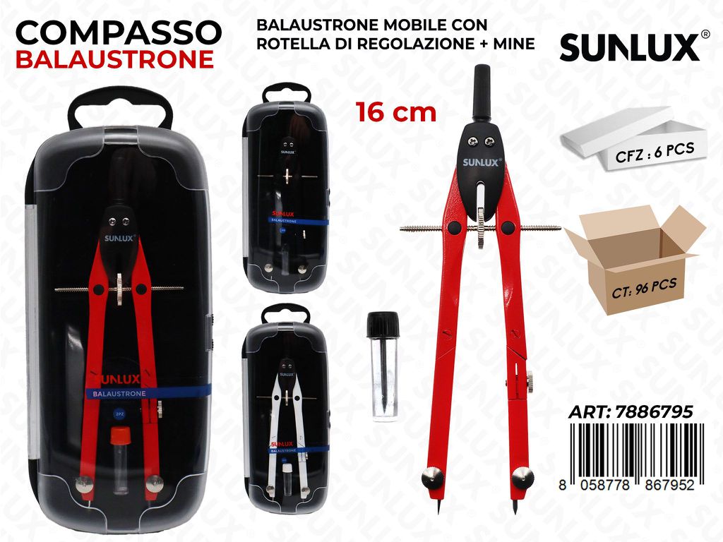 COMPASSO BALAUSTRONE MOBILE C/ MINE 16CM