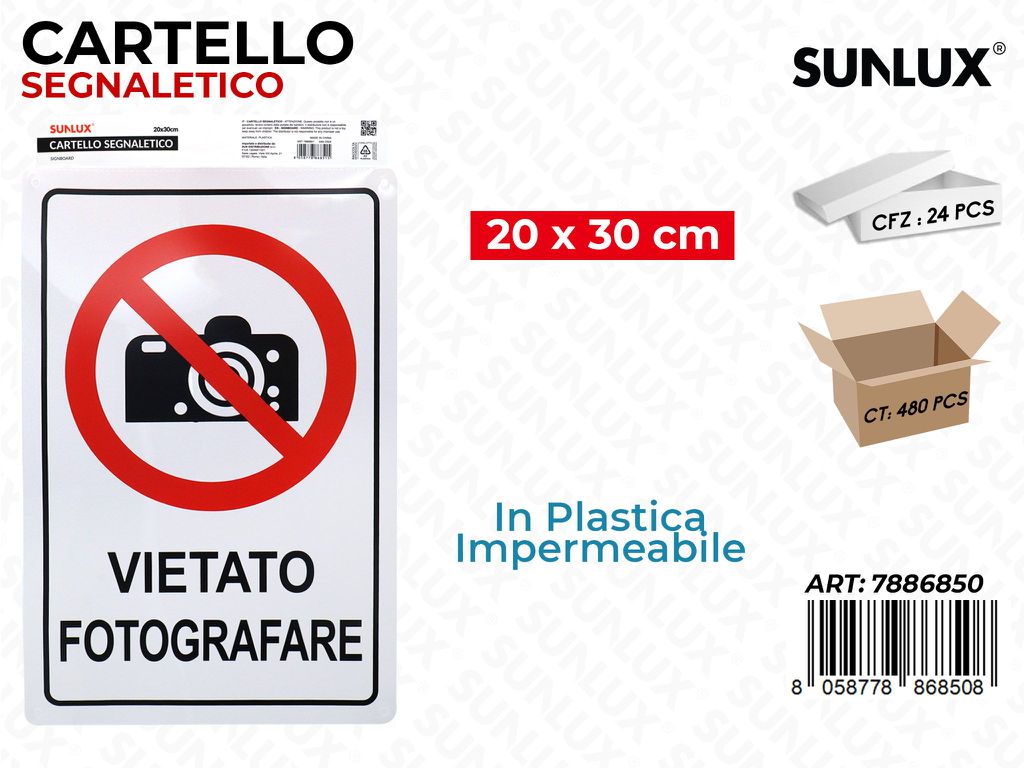 CARTELLO SEGNALETICO PLAST.  20*30CM