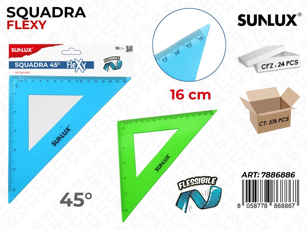 Sunlux Squadra Flexy 45° 16CM Ass.