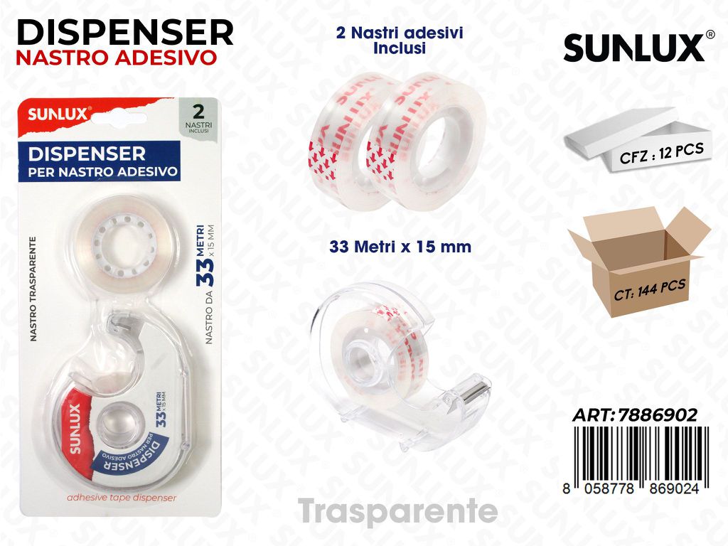 Sunlux Dispenser c/ 2NASTRI Trasp. 33MT*15MM