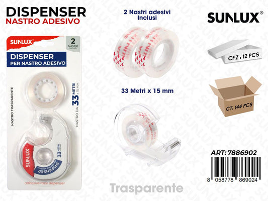 Sunlux Dispenser c/ 2NASTRI Trasp. 33MT*15MM