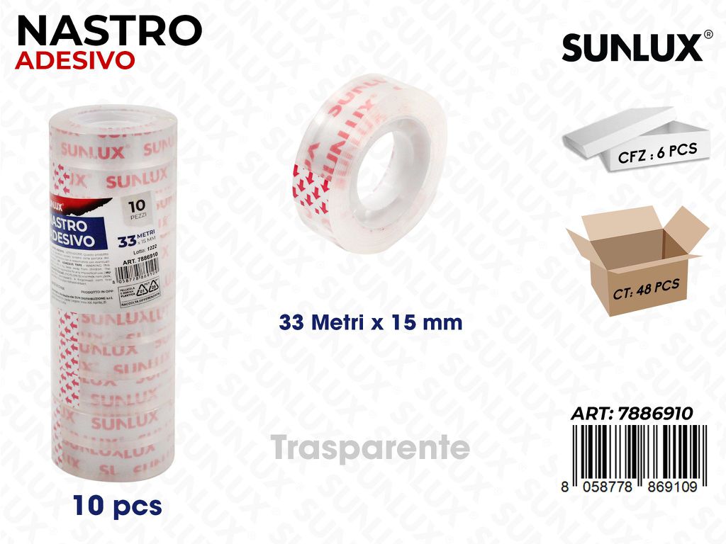 Sunlux Nastro Adv Trasp. 10PCS 33MT*15MM