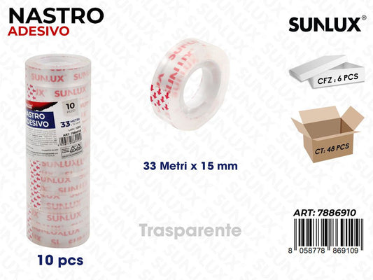 Sunlux Nastro Adv Trasp. 10PCS 33MT*15MM