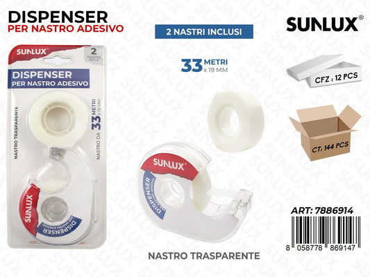 Sunlux Dispenser c/2NASTRI Adv Trasp. 33MT*19MM