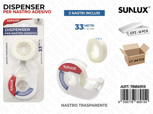 Sunlux Dispenser c/2NASTRI Adv Trasp. 33MT*15MM