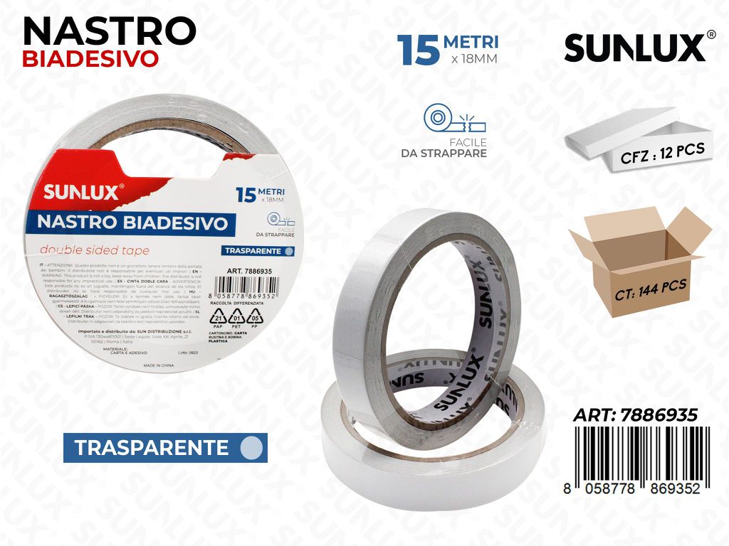 Sunlux Nastro Biadv Trasp. 18MM*15MT