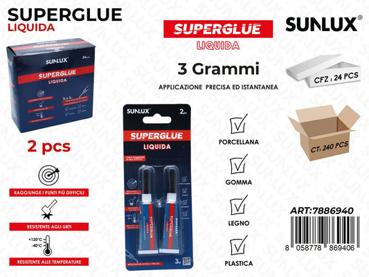 Sunlux Superglue Liquida 2PCS 3GR