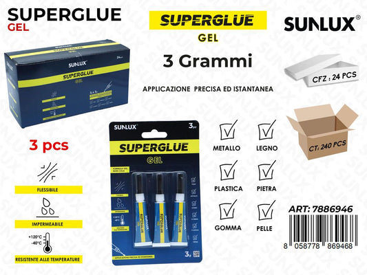 Sunlux Superglue Gel 3PCS 3GR