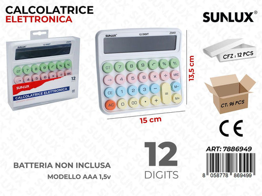 Sunlux Calcolatrice Elettr. 12FUNZ. 15*13.5CM