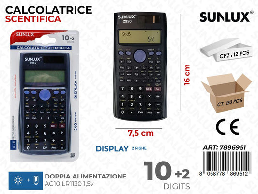 CALCOLATRICE SCIENTIFICA 12FUNZ. 7.5*16CM