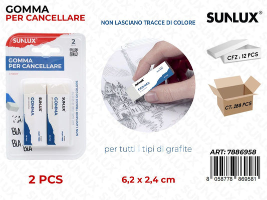 Sunlux Gomma per Cancellare 2PCS 6.2*2.5CM