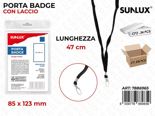 Sunlux Porta Badge c/ Laccio Nero 85*123MM