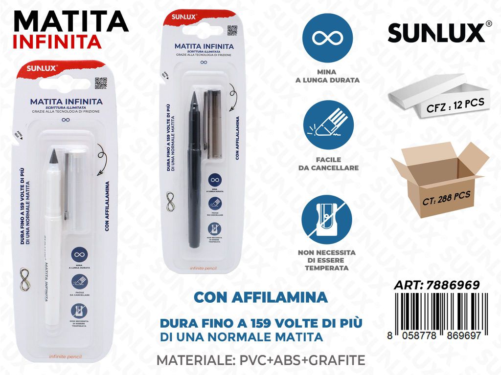 Sunlux Matita Infinita c/Affilamina Ass.