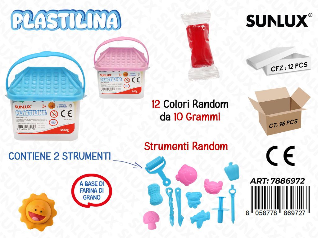 Sunlux Plastilina 12COL. 10GR c/ Acc.