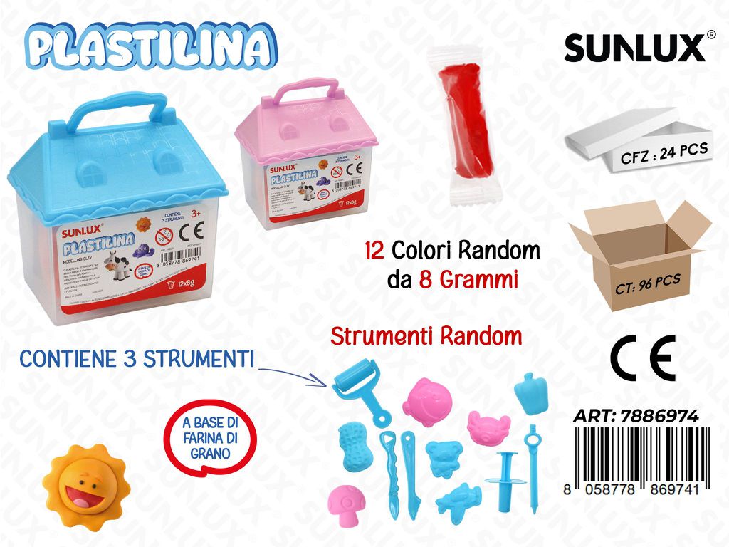 Sunlux Plastilina 12COL. 8GR c/ Acc.