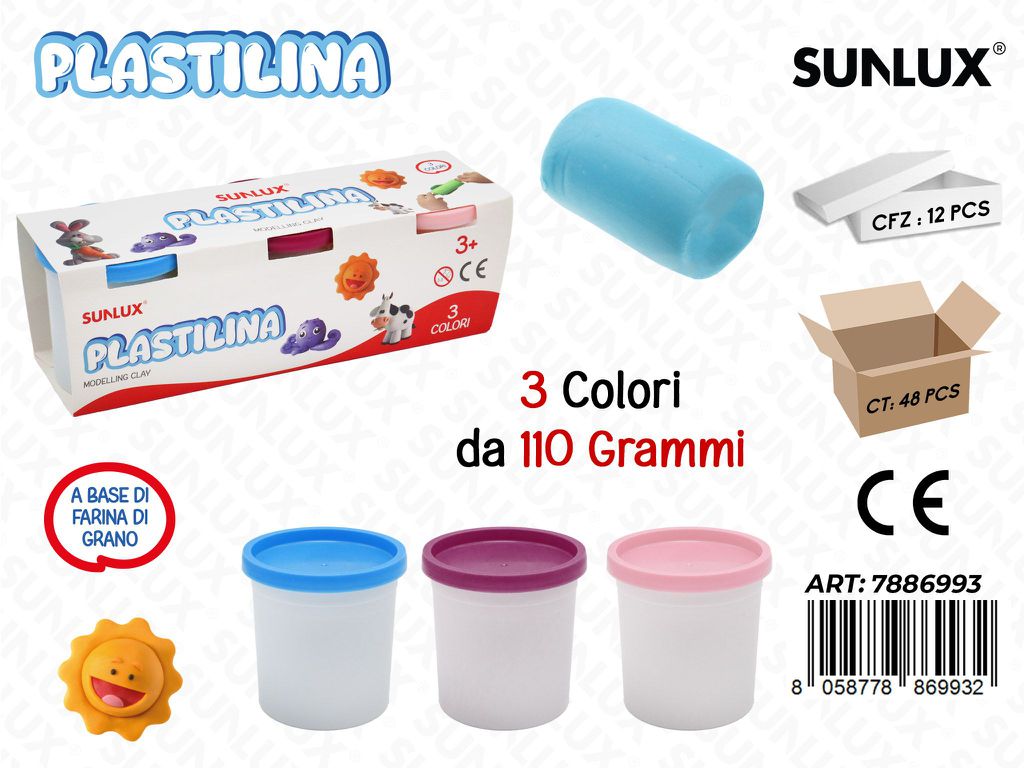 PLASTILINA BAR. 3COL. 110GR