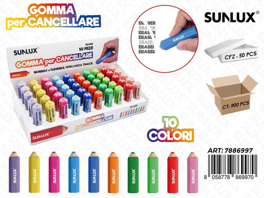 Sunlux Esp.gomma per Cancellare 10COL Ass