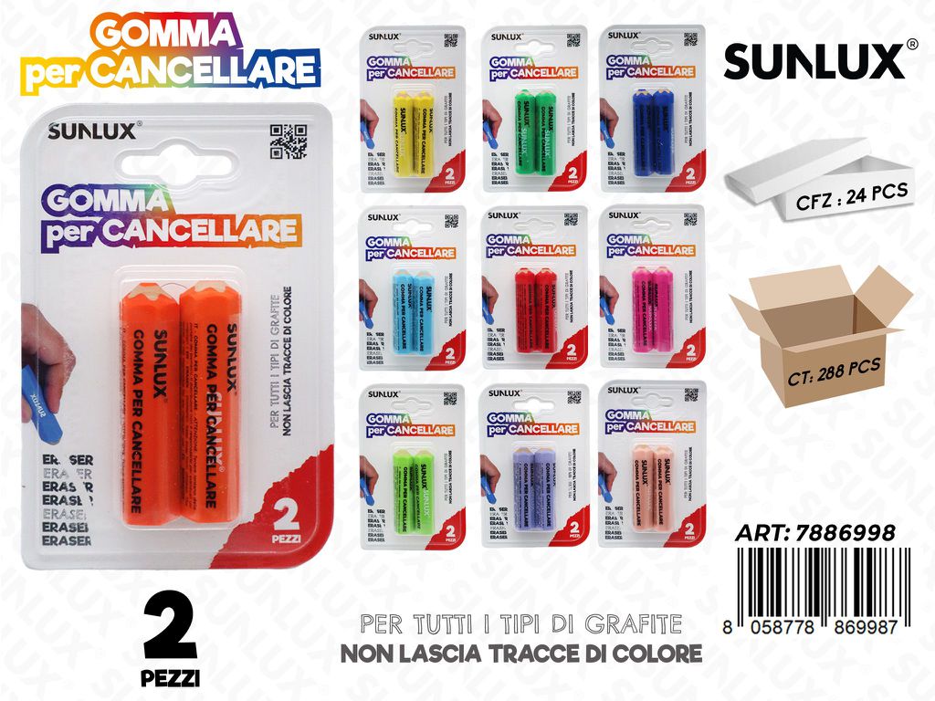 Sunlux Gomma per Cancellare 2PCS Ass