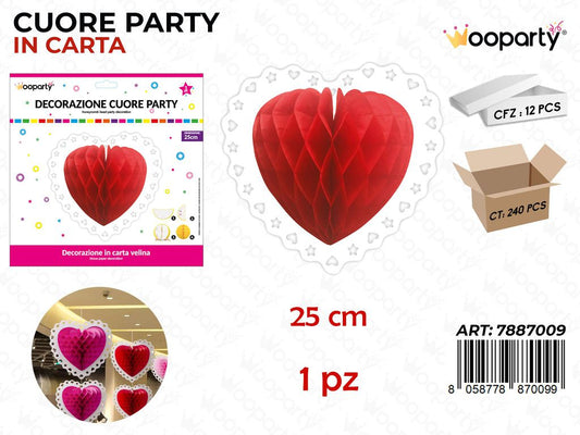 DEC. CUORE PARTY ROSSO 25CM /PZ DA 12**