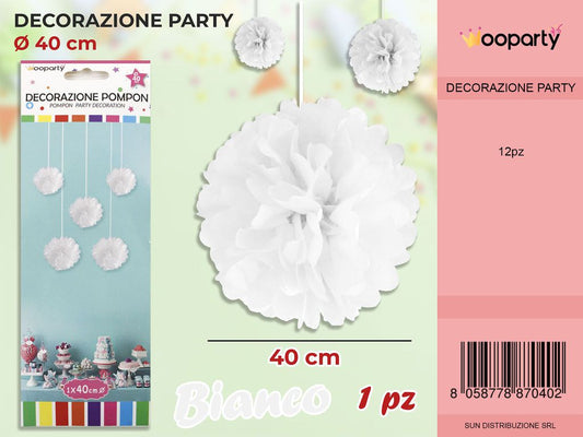 DEC. POMPOM BIANCO D.40CM /PZ DA 12**