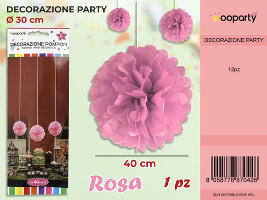 DEC. POMPOM ROSA D.40CM /PZ DA 12**