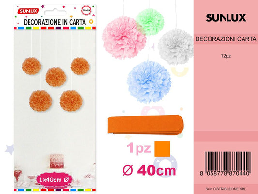 FESTONI DI CARTA FORMA FIORE ARANCIO 40CM DA 12