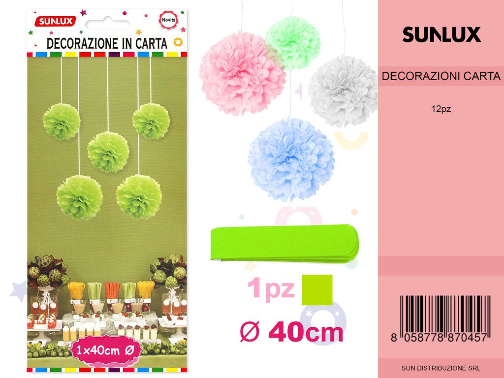FESTONI DI CARTA FORMA FIORE VERDE 40CM DA 12