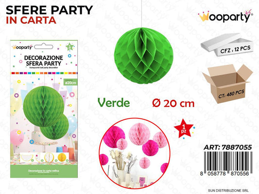 DEC. SFERA PARTY VERDE D.20CM /PZ DA 12**