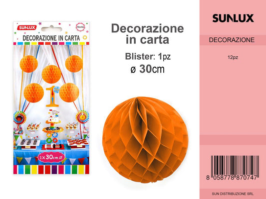 DEC. SFERA PARTY ARANCIONE D.30CM /PZ DA 12**