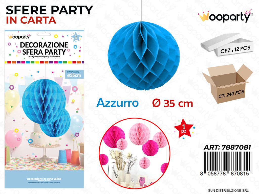 DEC. SFERA PARTY AZZURRO D. 35CM /PZ DA 12**