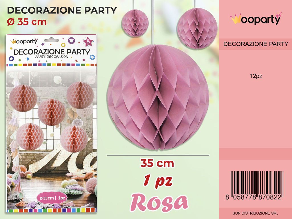 DEC. SFERA PARTY ROSA D. 35CM /PZ DA 12**