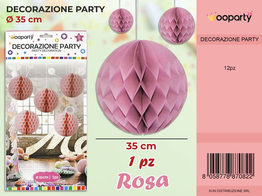 DEC. SFERA PARTY ROSA D. 35CM /PZ DA 12**