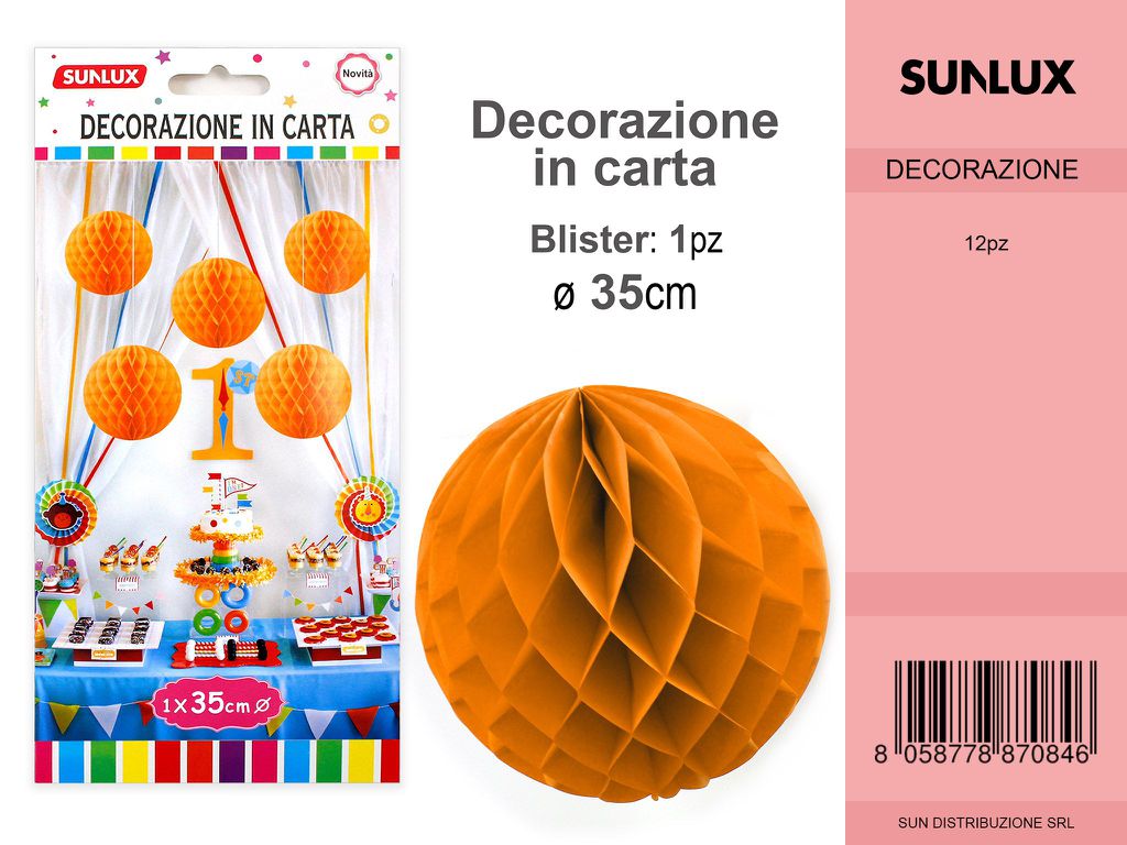 DEC. SFERA PARTY ARANCIONE D. 35CM /PZ DA 12**