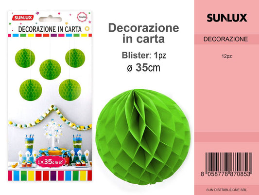 DEC. SFERA PARTY VERDE D. 35CM /PZ DA 12**