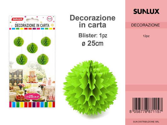 FESTONI DI CARTA SFERA C/PUNTA VERDE 25CM DA 12