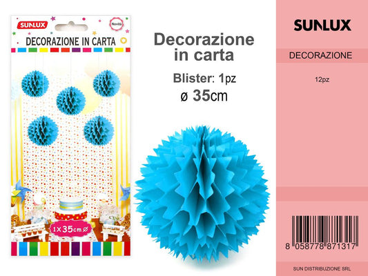 FESTONI DI CARTA SFERA C/PUNTA BLU 35CM DA 12