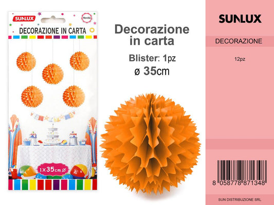 FESTONI DI CARTA SFERA C/PUNTA ARANCIO 35CM DA 12