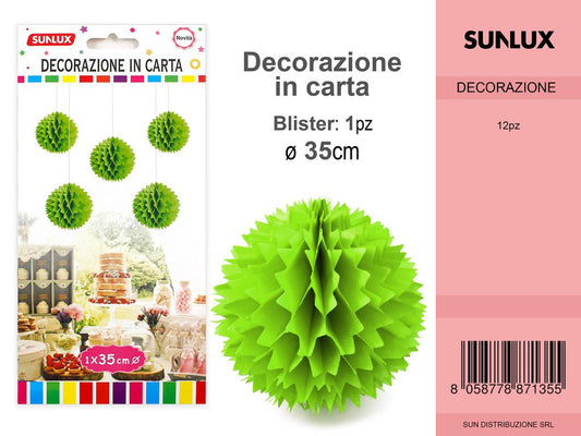 FESTONI DI CARTA SFERA C/PUNTA VERDE 35CM DA 12