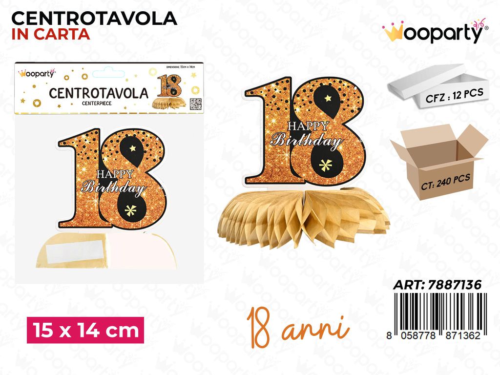 CENTROTAVOLA B. COMPL. 18 ANNI 15*14CM /PZ DA 12**