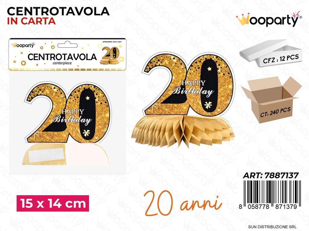 CENTROTAVOLA B. COMPL.  20 ANNI 15*14CM /PZ DA 12**