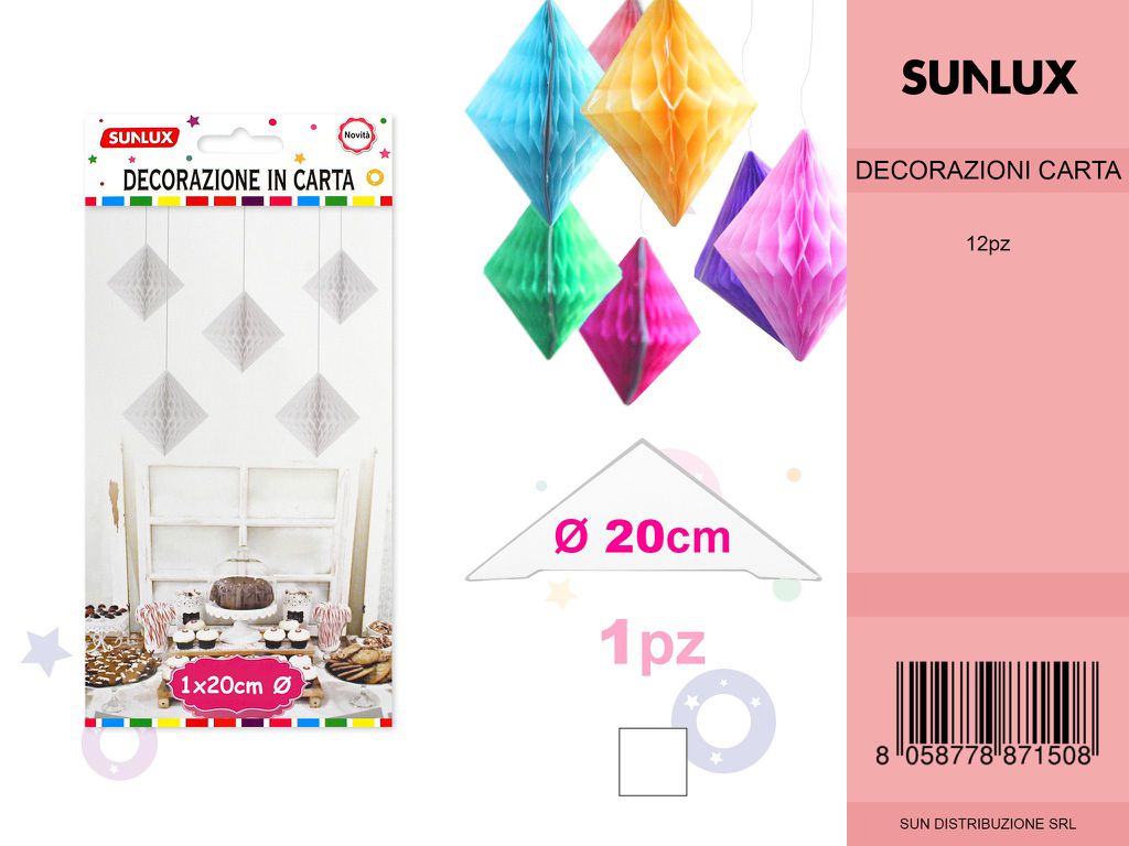 FESTONI DI CARTA ROMBO BIANCO 20CM DA 12