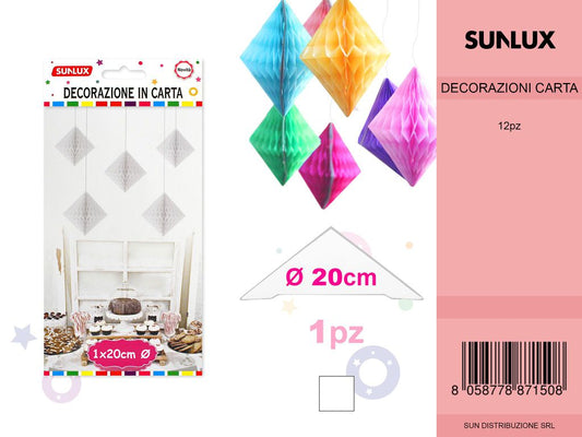 FESTONI DI CARTA ROMBO BIANCO 20CM DA 12