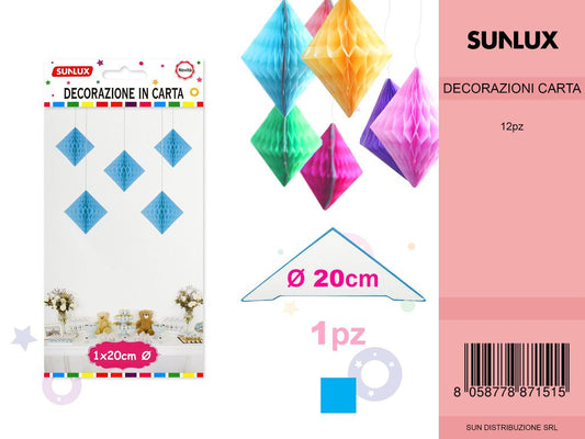 FESTONI DI CARTA ROMBO BLU 20CM DA 12