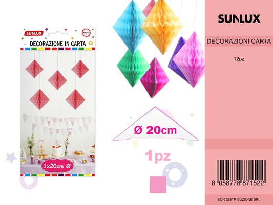 FESTONI DI CARTA ROMBO ROSA 20CM DA 12